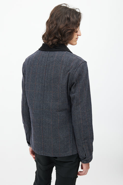 Junya Watanabe Navy Wool Tweed Reversible Field Jacket