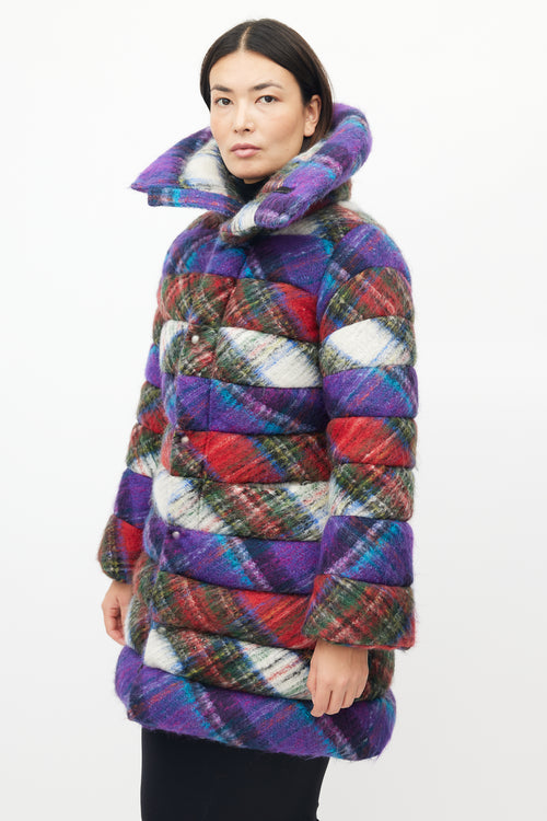 Junya Watanabe Purple & Multicolour Plaid Puffer Coat