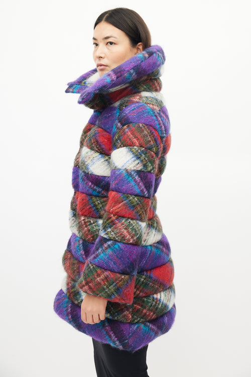 Junya Watanabe Purple & Multicolour Plaid Puffer Coat