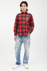 Junya Watanabe Red & Multicolour Flannel Shirt