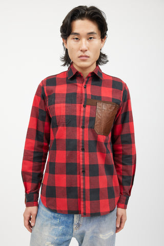 Junya Watanabe Red & Multicolour Flannel Shirt