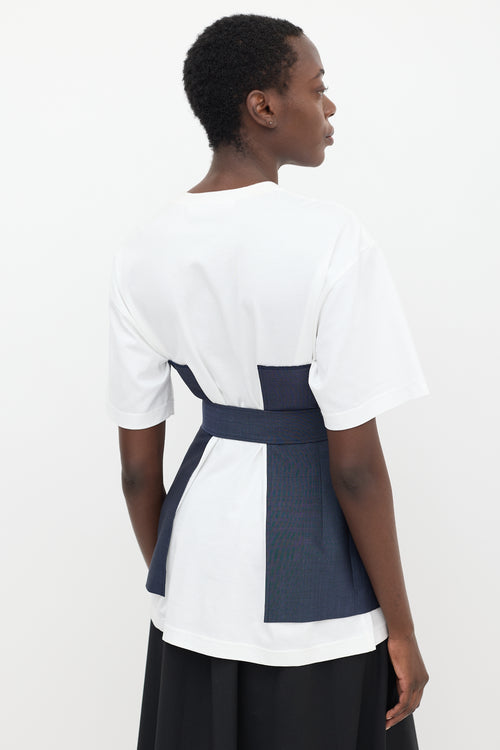 Junya Watanabe White & Blue Corset Belted T-Shirt