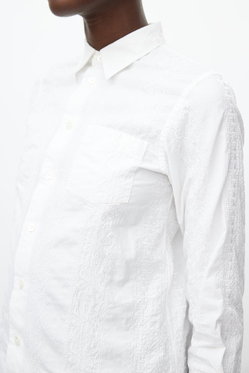 Junya Watanabe White Floral Embroidered Shirt