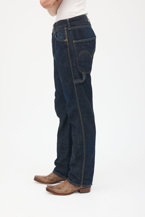 Junya Watanabe X Levi's Dark Wash Straight Leg Cargo Jeans