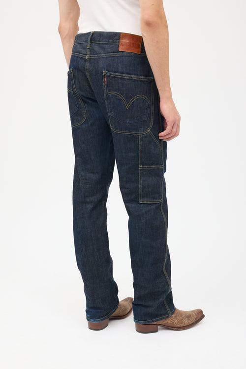 Junya Watanabe X Levi's Dark Wash Straight Leg Cargo Jeans