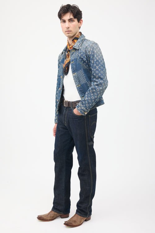 Junya Watanabe X Levi's Dark Wash Straight Leg Cargo Jeans