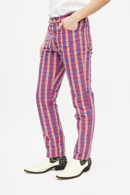 Junya Watanabe X Levis Purple & Multicolour Plaid Trouser