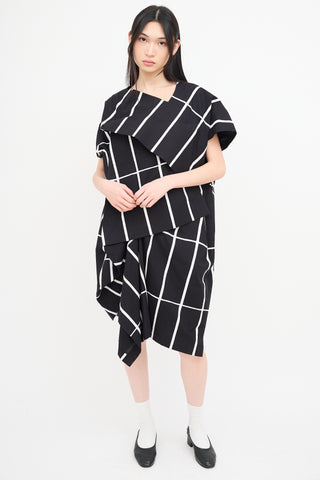 Junya Watanabe X Marimekko Black & White Asymmetrical Dress