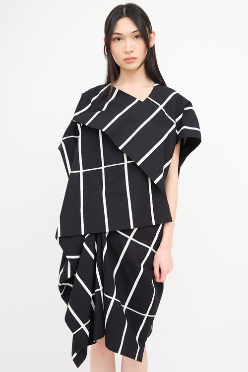 Junya Watanabe X Marimekko Black & White Asymmetrical Dress