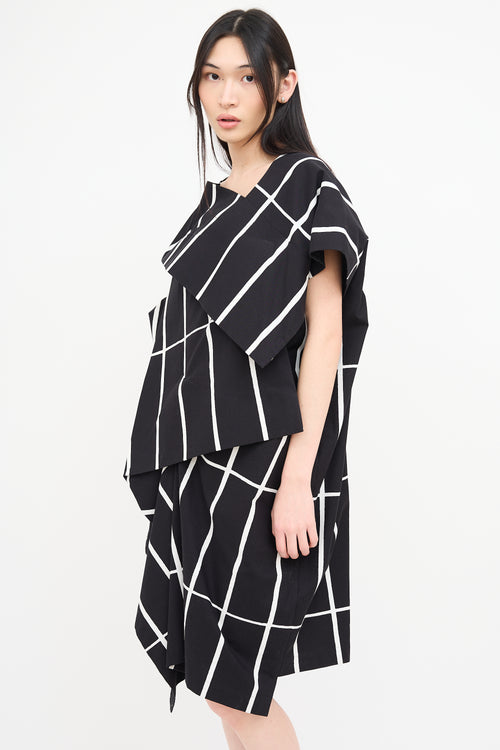 Junya Watanabe X Marimekko Black & White Asymmetrical Dress