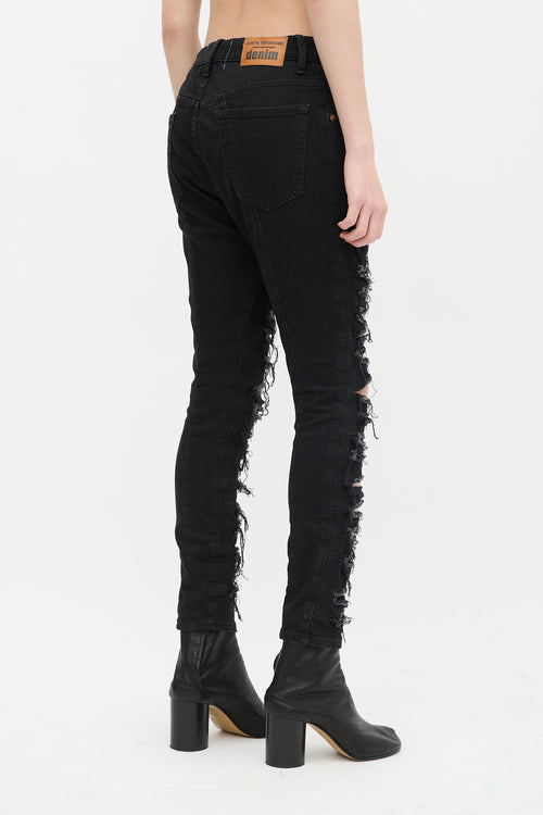 Junya Watanabe Black Ripped Skinny Jeans