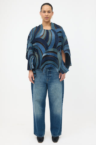 Junya Watanabe Mesh & Denim Patchwork Top