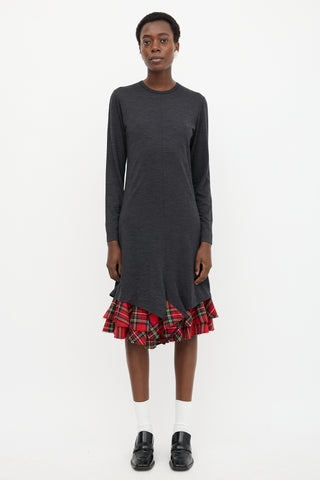 Junya Watanabe Wool Tartan Hem Dress
