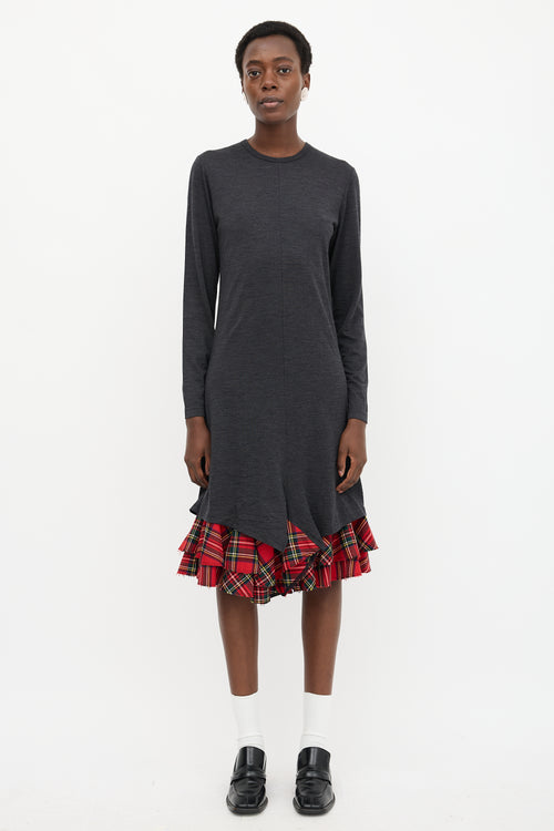 Junya Watanabe Wool Tartan Hem Dress