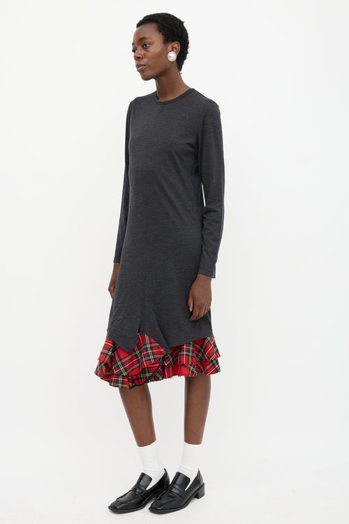 Junya Watanabe Wool Tartan Hem Dress