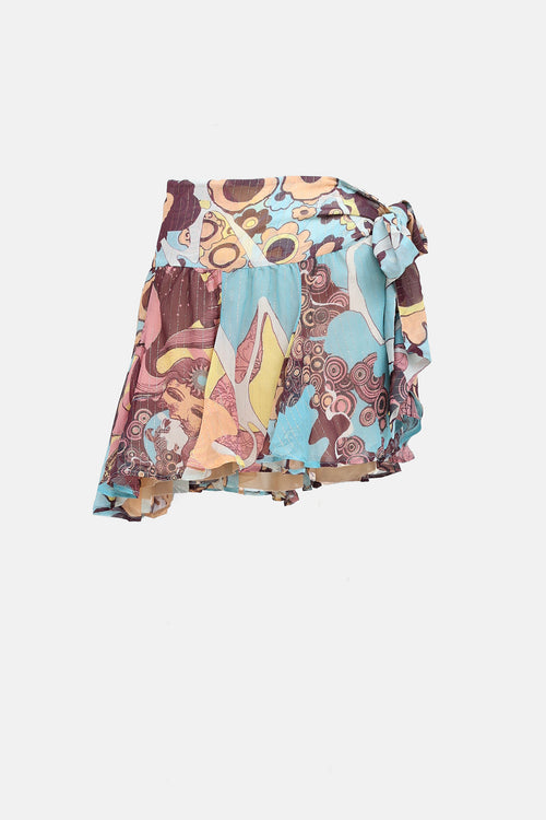 C. 2000's Metallic Printed Tie Skirt