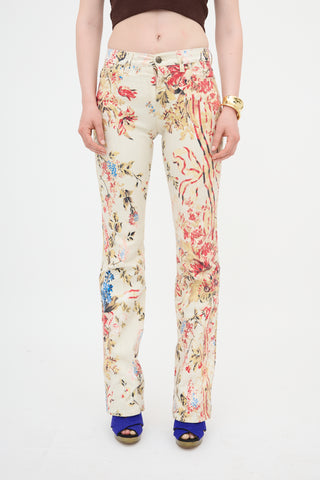 Just Cavalli 2000s Floral Slim Leg Pant