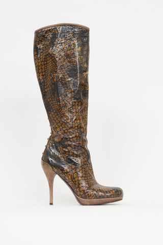 Just Cavalli Patent Printed Boot