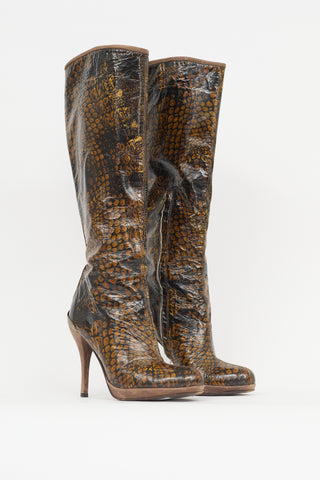 Just Cavalli Patent Printed Boot