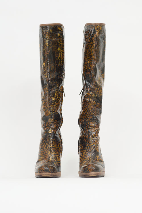 Just Cavalli Patent Printed Boot