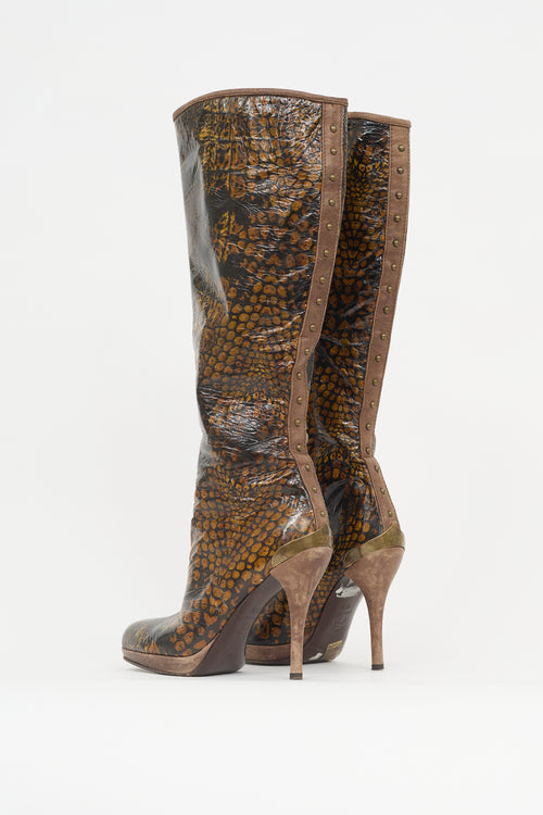 Just Cavalli Patent Printed Boot