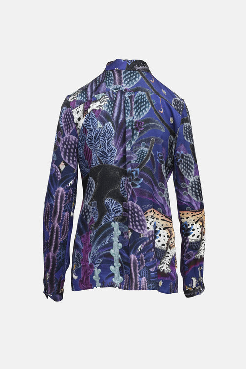 Just Cavalli Printed Button Up Top