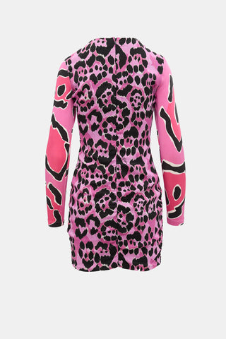 Just Cavalli Ruched Printed Mini Dress