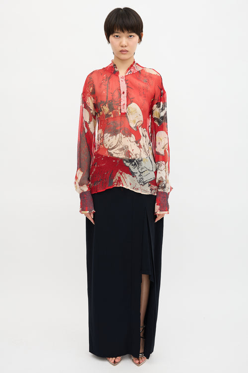Just Cavalli Sheer Printed Blouse