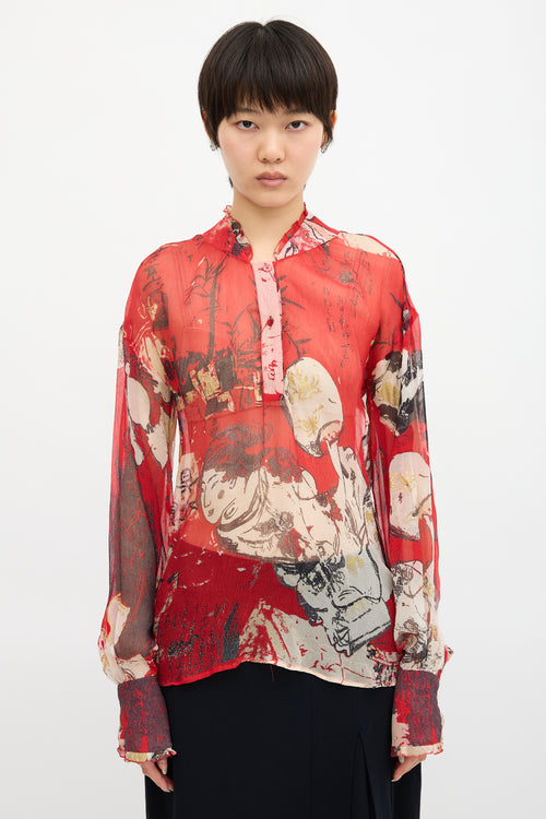 Just Cavalli Sheer Printed Blouse