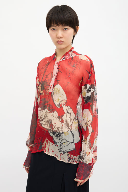 Just Cavalli Sheer Printed Blouse