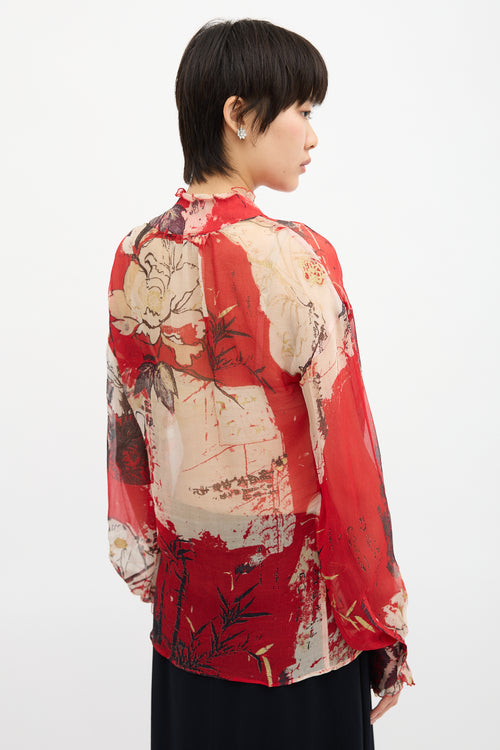 Just Cavalli Sheer Printed Blouse