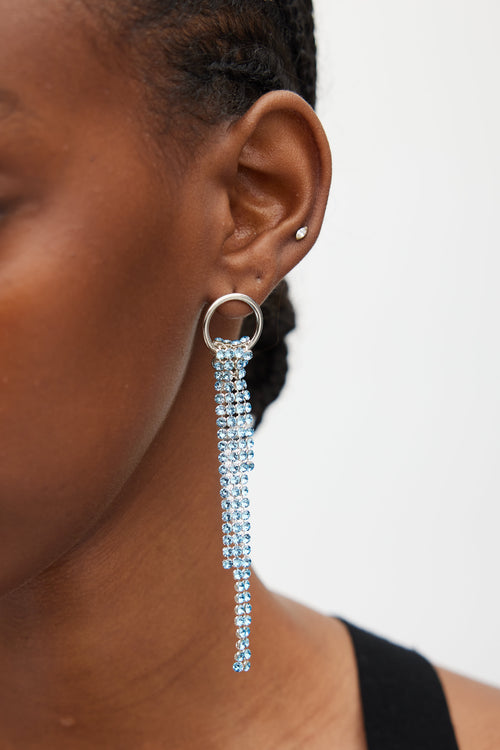 Justine Clenquet Silver & Blue Shannon Crystal Earring