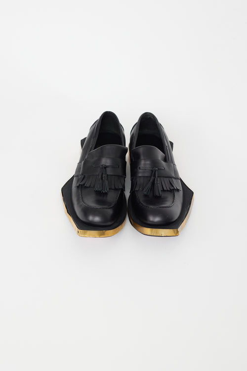 Juun J. X Kiroic SS 2012 Black Leather Geometric Loafer