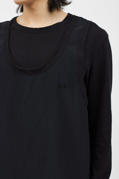 Juun J Black Layered Long Sleeve Tank Top Shirt