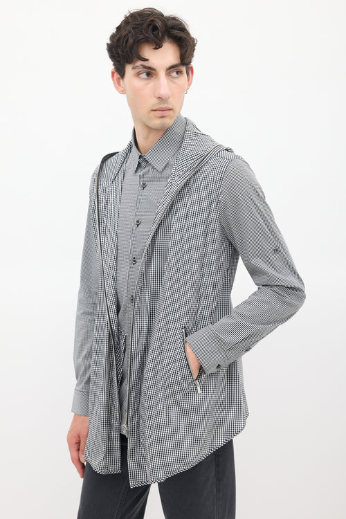 Juun.J Black & White Cotton Gingham Layered Shirt Jacket