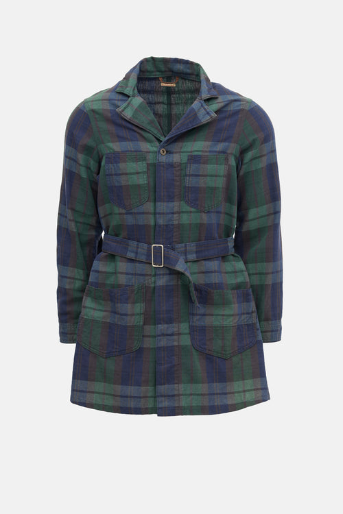 Kapital Plaid Belted Shirt Jacket