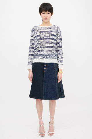 Dior Linen & Cashmere Toile De Jouy Sweater