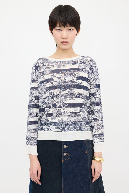 Dior Linen & Cashmere Toile De Jouy Sweater