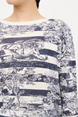Dior Linen & Cashmere Toile De Jouy Sweater