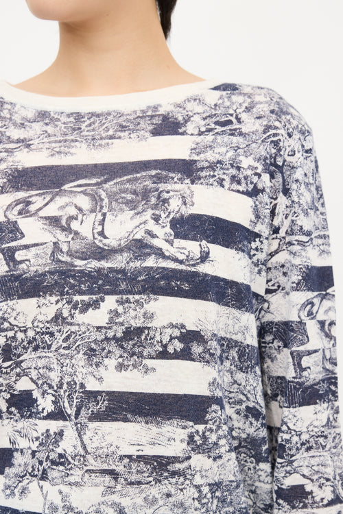 Dior Linen & Cashmere Toile De Jouy Sweater