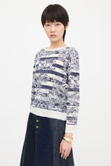 Dior Linen & Cashmere Toile De Jouy Sweater