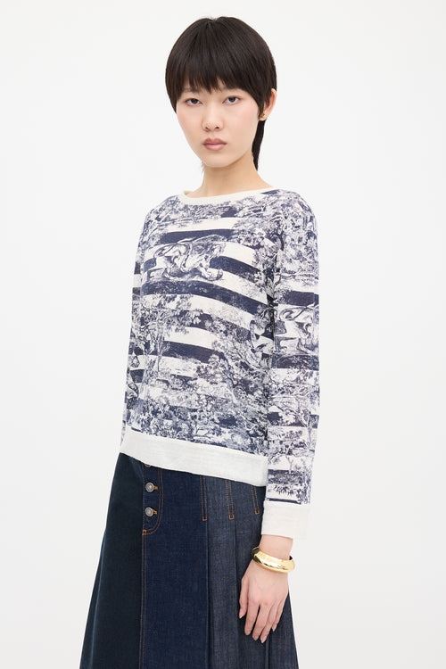 Dior Linen & Cashmere Toile De Jouy Sweater