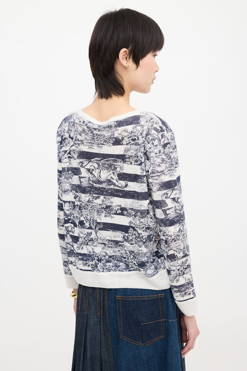 Dior Linen & Cashmere Toile De Jouy Sweater