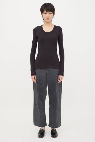 Lemaire Ribbed Knit Long Sleeve Top