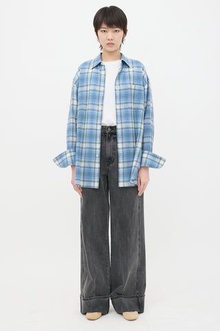 Auralee Wool Plaid Shirt