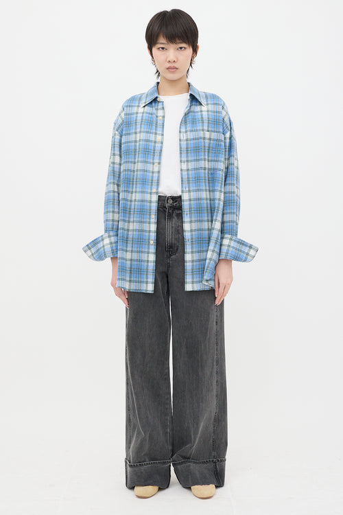 Auralee Wool Plaid Shirt