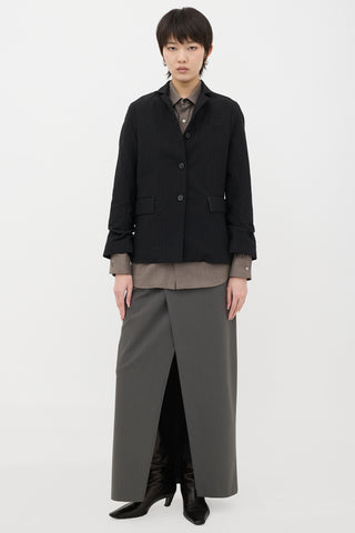 Bergfabel Wool Crepe Pinstripe Blazer