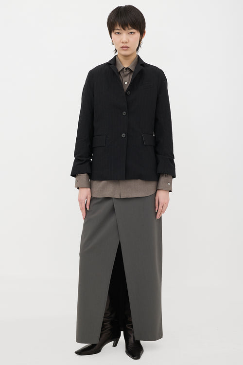 Bergfabel Wool Crepe Pinstripe Blazer