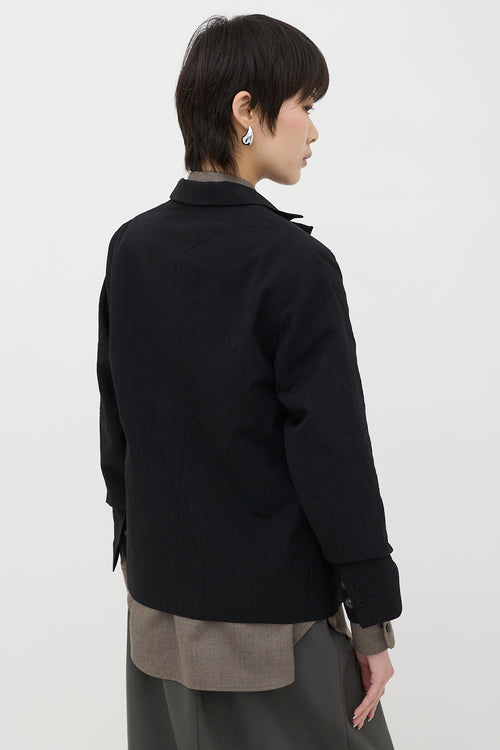 Bergfabel Wool Crepe Pinstripe Blazer