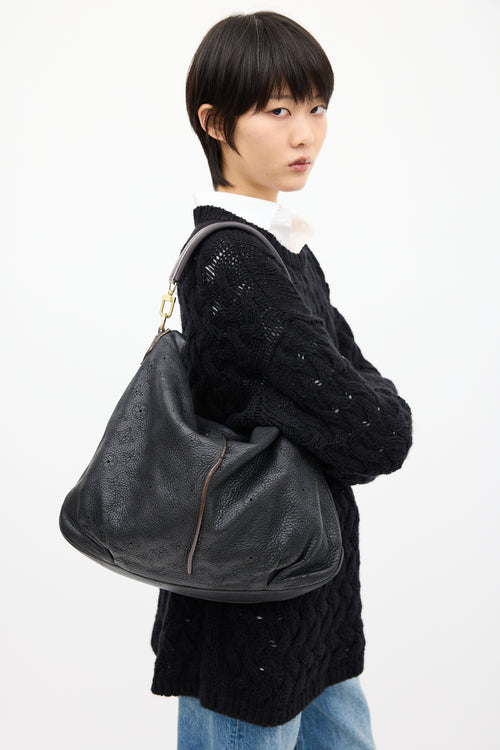 Louis Vuitton 2012 Black Mahina Leather Selene MM Bag